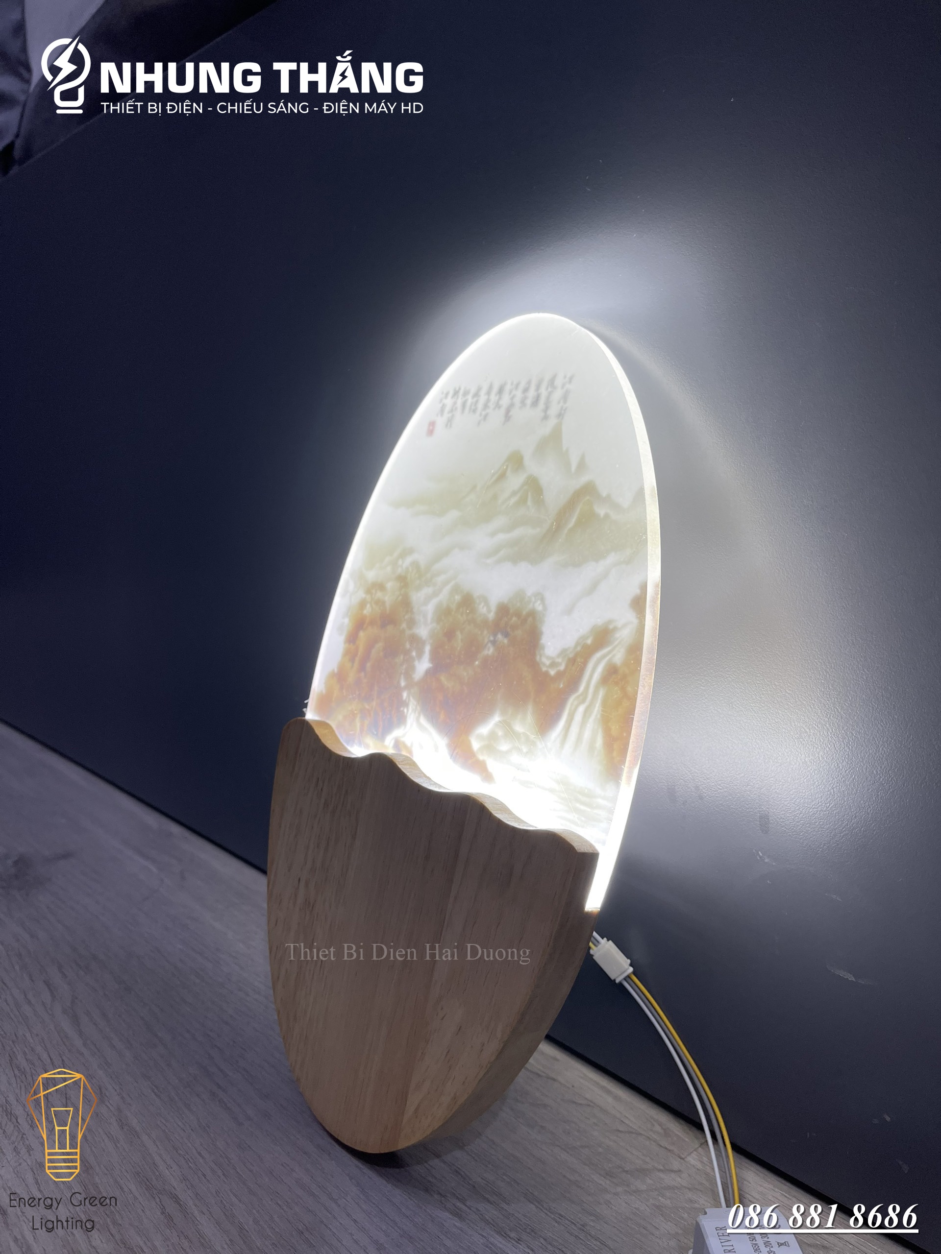 Đèn Tường Led Decor Trang Trí Hình Bầu Dục DT-104 - 3 Chế Độ Ánh Sáng - Thân Đèn Làm Từ Gỗ Bền Đẹp - Có Video