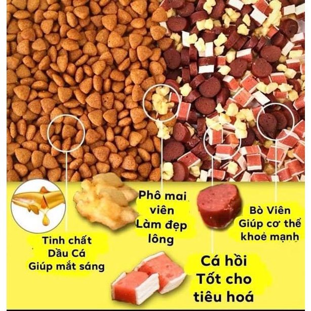 Hạt CAPTAIN Cao Cấp Cho Chó Kén Ăn TOPPING Bò, Phô Mai, Cá Hồi, Rau Củ