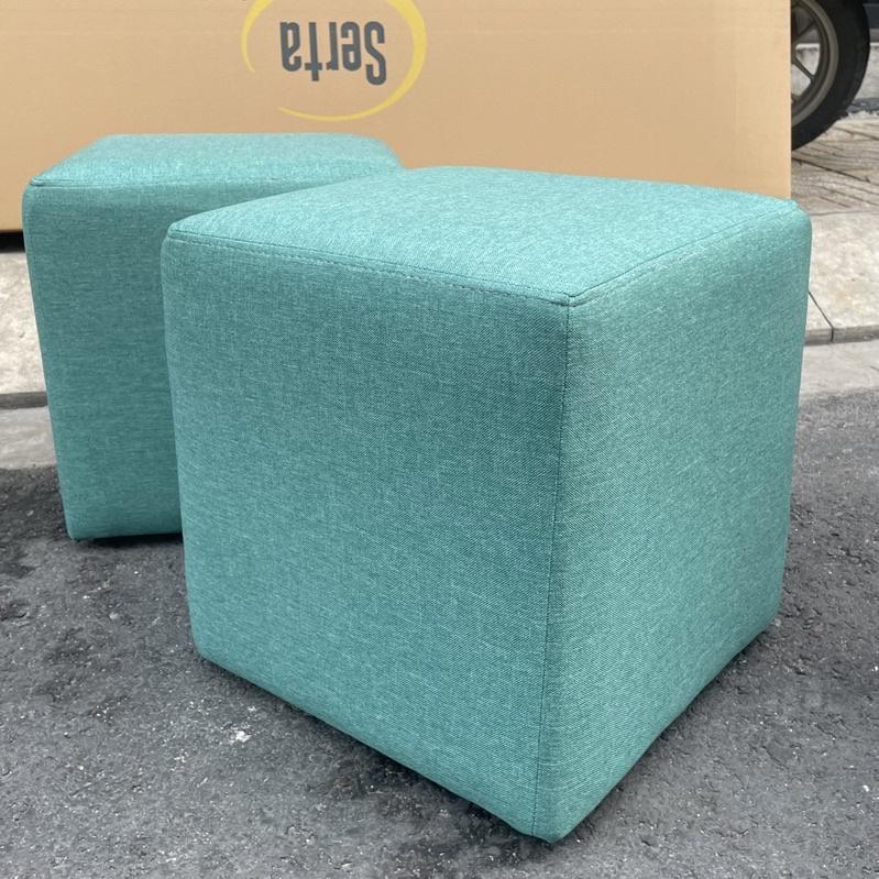 Combo 2 ghế đôn màu xanh là hình vuông 35cm - Ghế đôn sofa Bed nhỏ gọn
