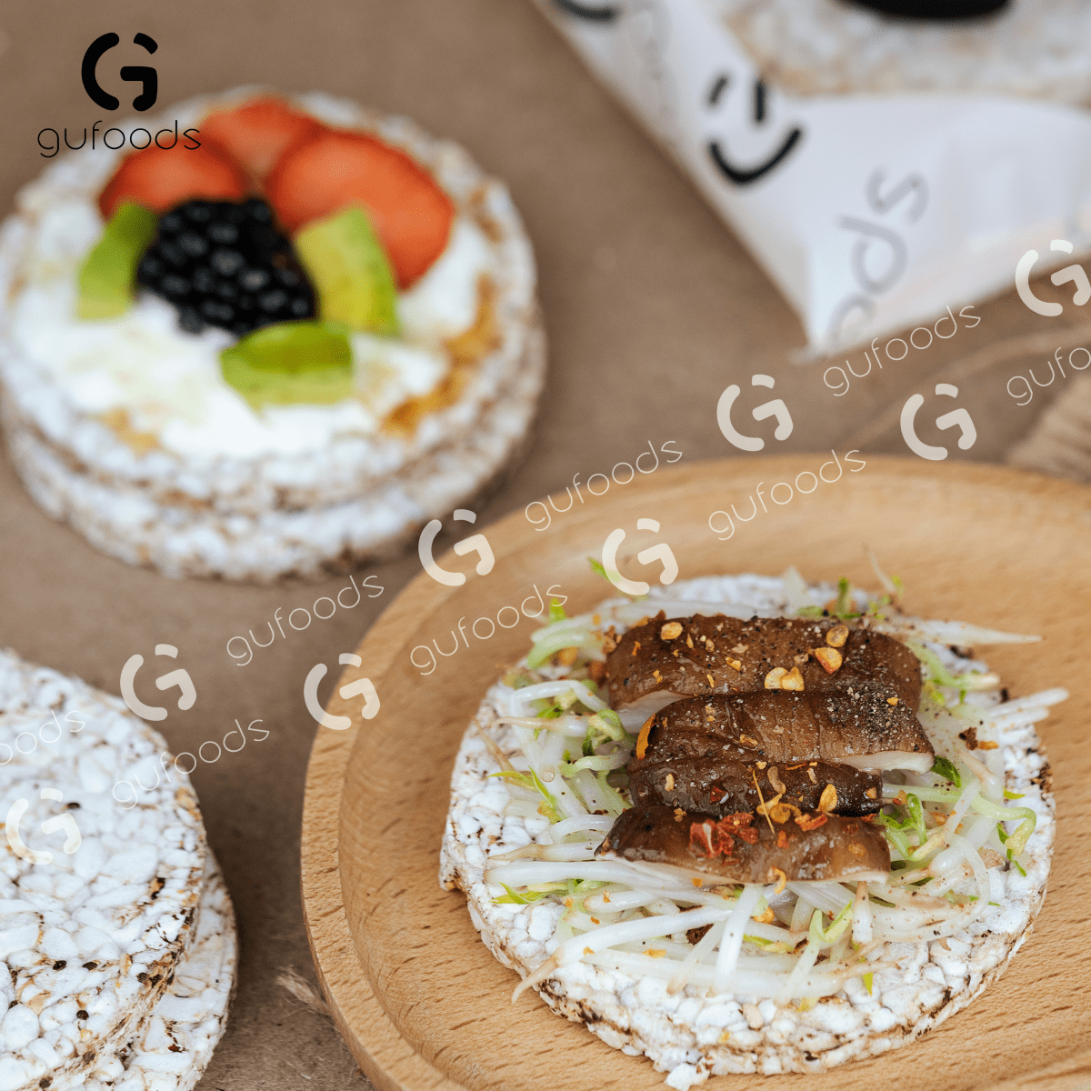 Bánh gạo lứt GUfoods vị Muối hồng -  Không chiên dầu, Không đường, Lành mạnh, Phù hợp Eat clean, Ăn vặt healthy, Thực dưỡng, Tập gym, Thuần chay