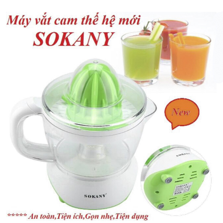 Máy vắt, ép cam , máy vắt cam điện màu xanh SOKANY 601D 700ml- 40w dễ dàng tháo lắp và vệ sinh , Vắt cam nhanh và tiện lợi + Tặng kèm thìa đong định lượng có vạch chia ml