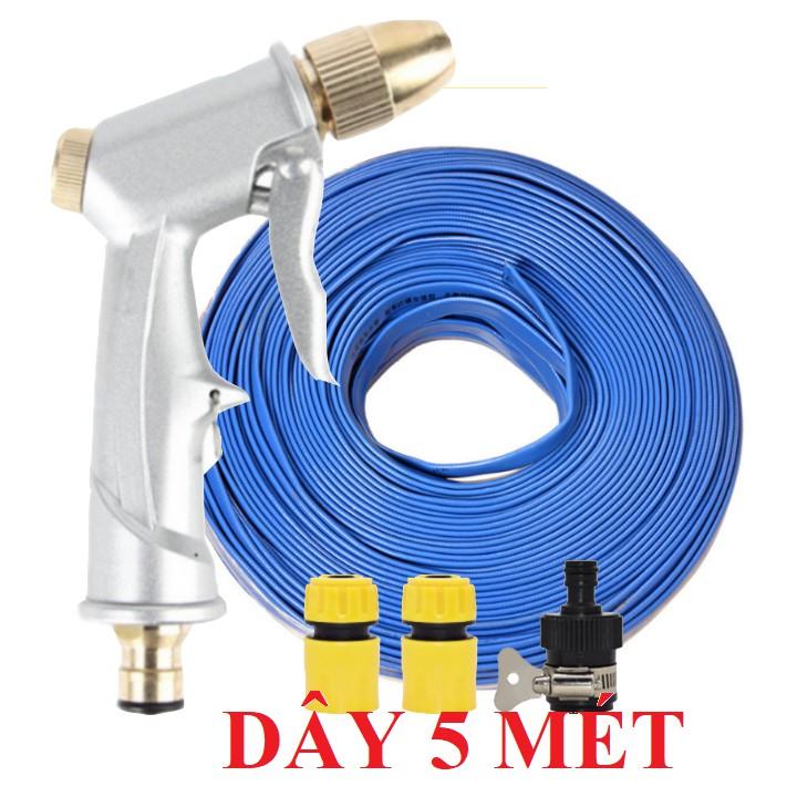 Bộ dây vòi xịt nước rửa xe,tưới cây . tăng áp 3 lần,loại 3m,5m 206701 đầu đồng,cút,nối nhựa đen+ tặng móc khoá