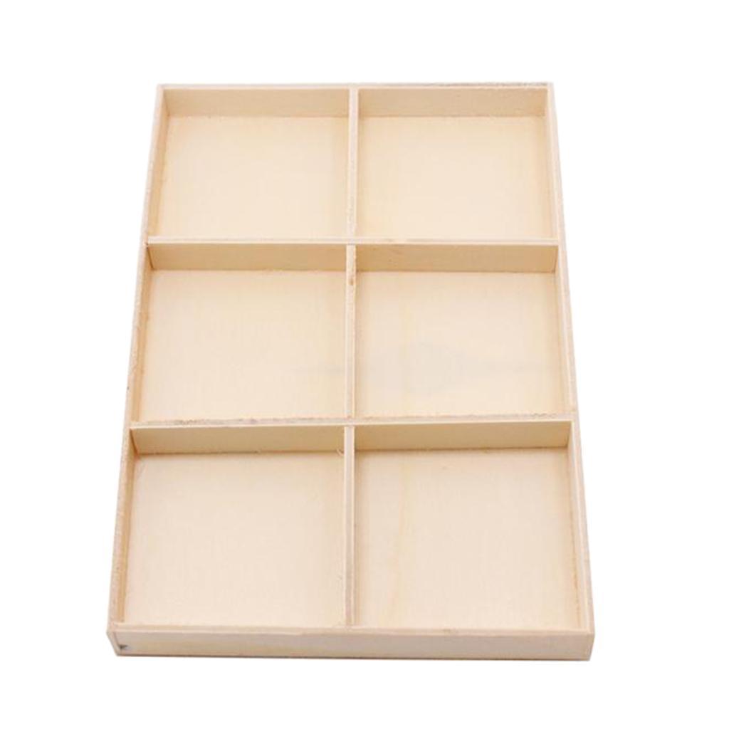 Wooden Jewelry Organizer Chest Storage Box 6 Compartments Tea Box