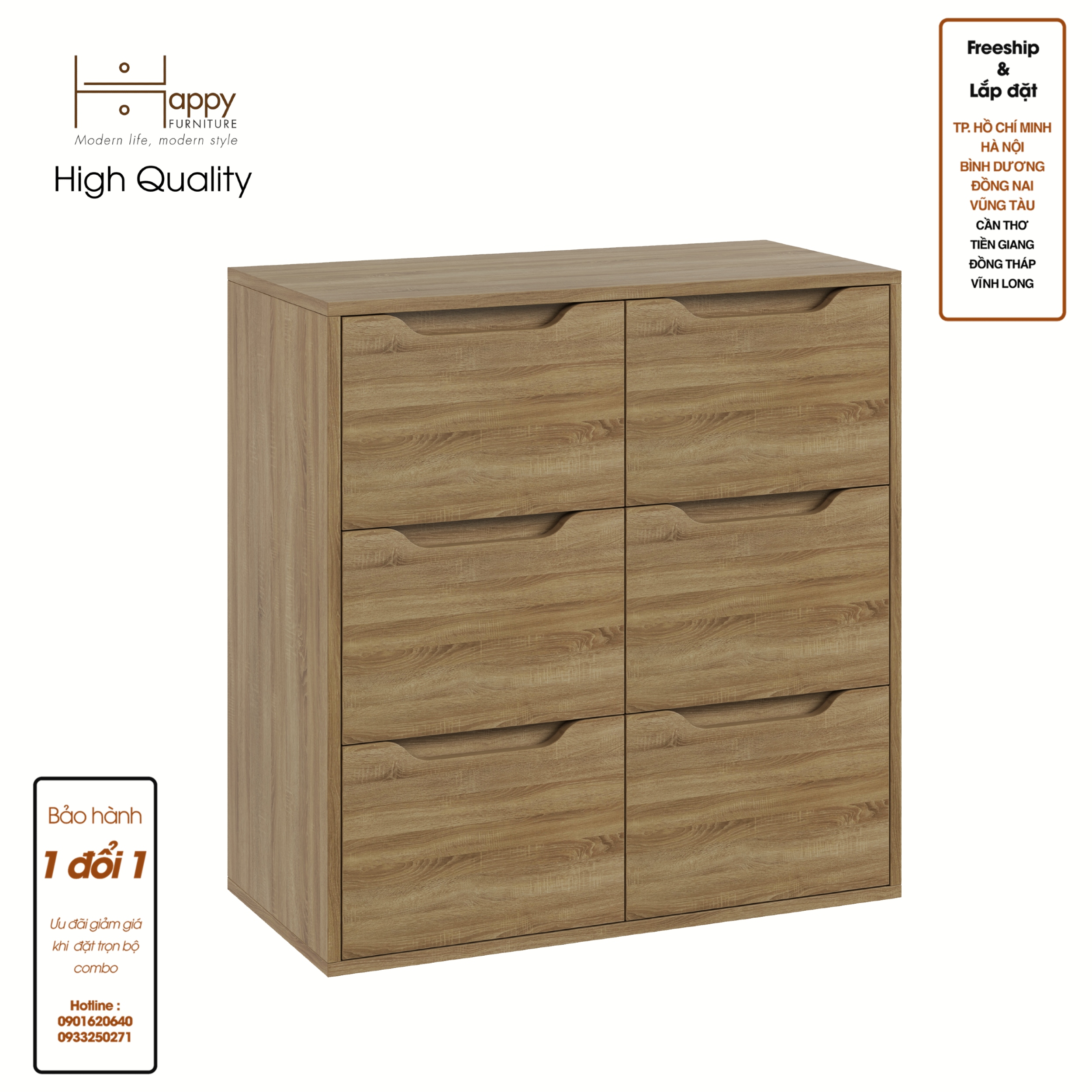 ALEE, Tủ đựng đồ 6 ngăn kéo , 80cm x 38cm x 82cm , THK_035