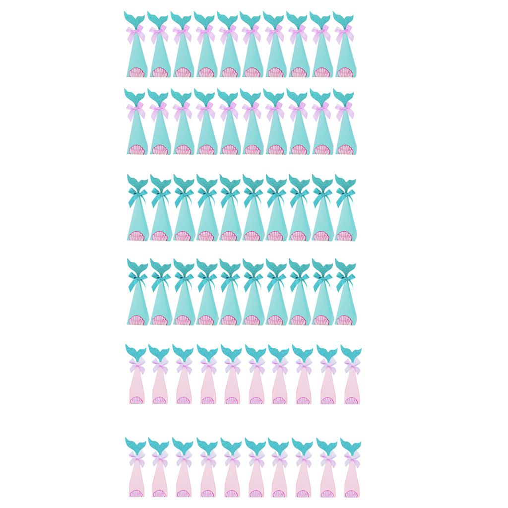 20pcs Creative Triangle Cone Mermaid Bowknot Candy Boxes Party Favor