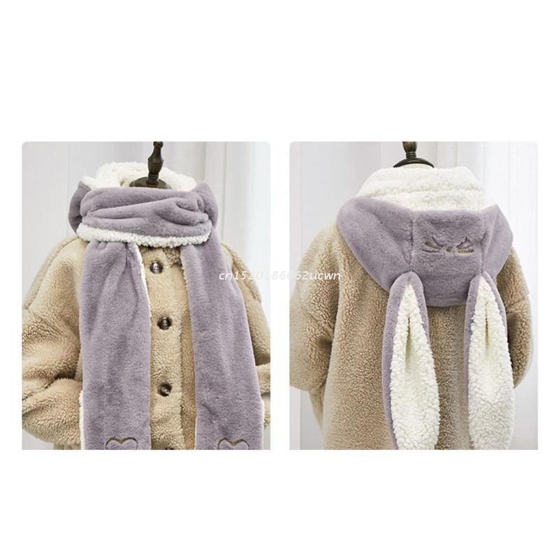 Chống Gió Ấm Động Vật Tai Thỏ Xinh Xắn Sang Trọng Nón Áo Khoác Khăn Găng Tay Người Lớn Trẻ Em Trang Sức Giọt