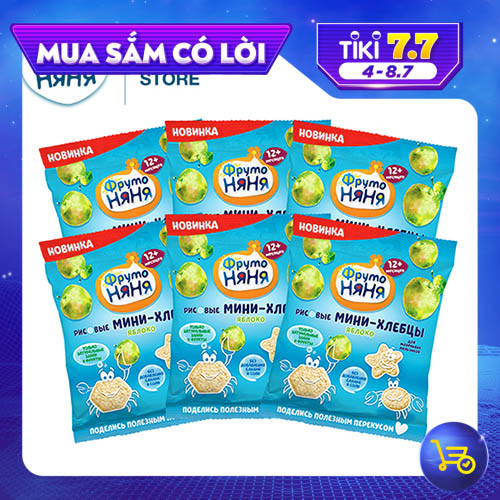 Combo 6 Gói Bánh gạo ăn dặm vị táo Fruto Nyanya 30g