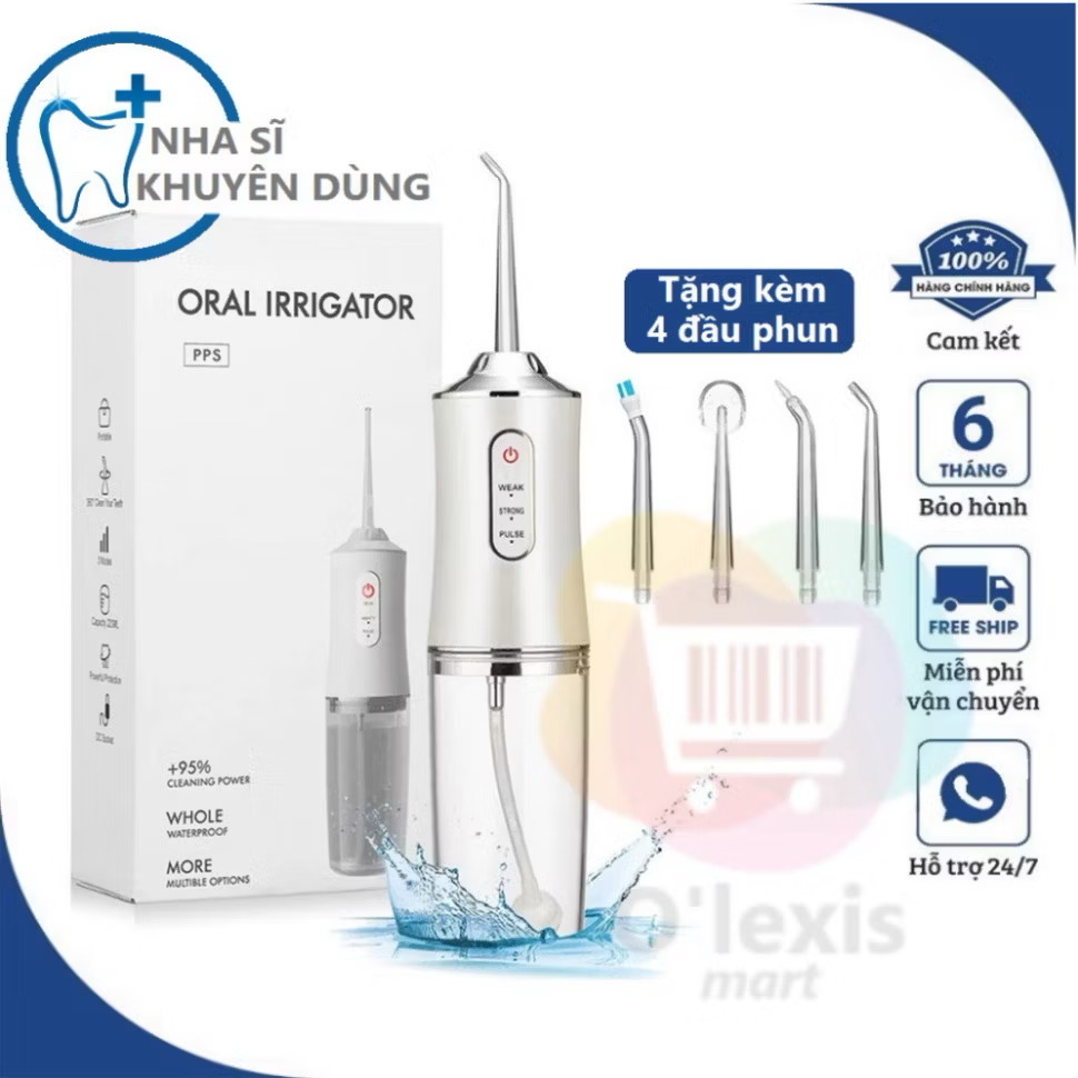 [HÀNG LOẠI 1 XỊN] Tăm Nước Oral Irrigator Nội Địa Máy Tăm Nước Cầm Tay Vệ Sinh Răng 4 Đầu Tăm Bình Chứa 220ML Tăm Nước Mini