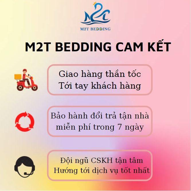 Bộ chăn ga gối Cotton poly M2T Bedding Tim mộng mơ, vỏ chăn mền, drap nệm và 2 vỏ gối