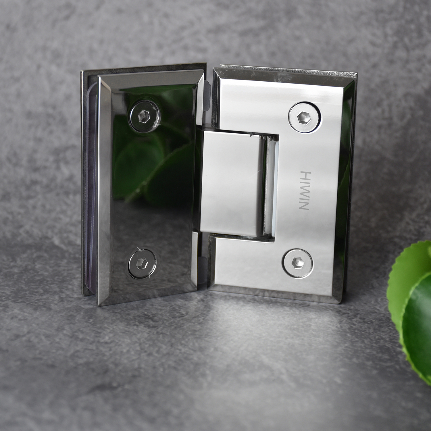 Bản lề phòng tắm kính 135 độ lệch mặt gương inox 304 Hiwin HG-006