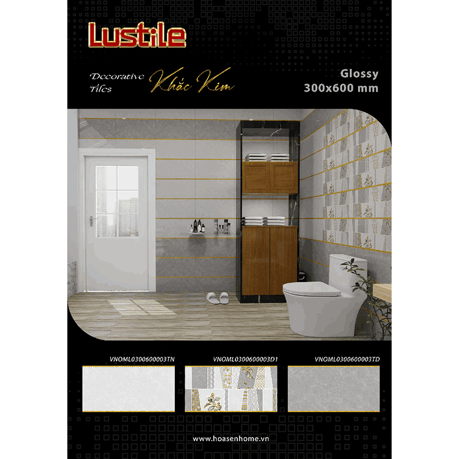 Gạch ốp tường bán sứ LUSTILE VNOML0300600003D1 bề mặt bóng, độ hút nước thấp, kích thước 300mmx600mm, thùng 8 viên - Hàng chính hãng