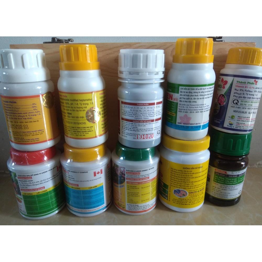 Combo 9 loại phân bón chăm sóc hoa lan, cây cảnh trong mùa mưa - chai 100 gram