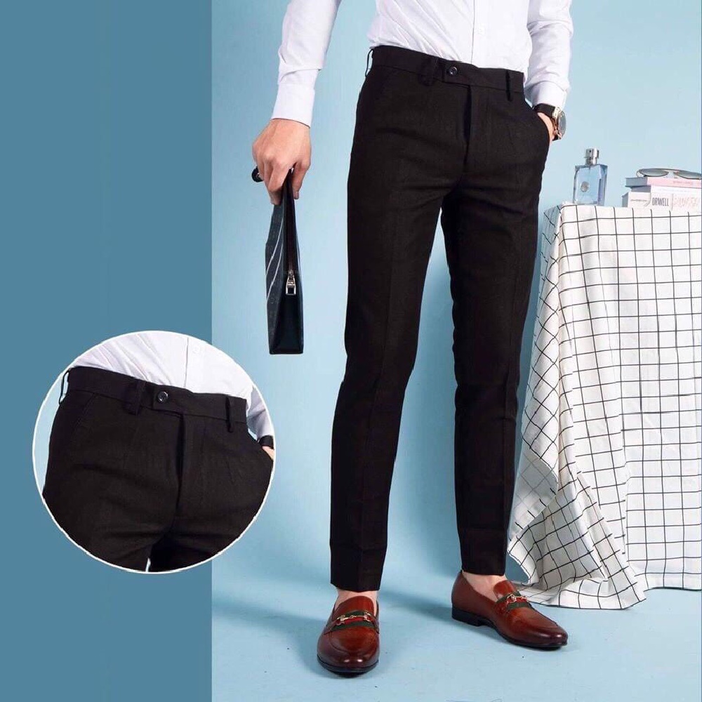 Quần âu nam dáng ôm co giãn nhẹ quần tây nam dáng ôm cao cấp - Đen - Size 31