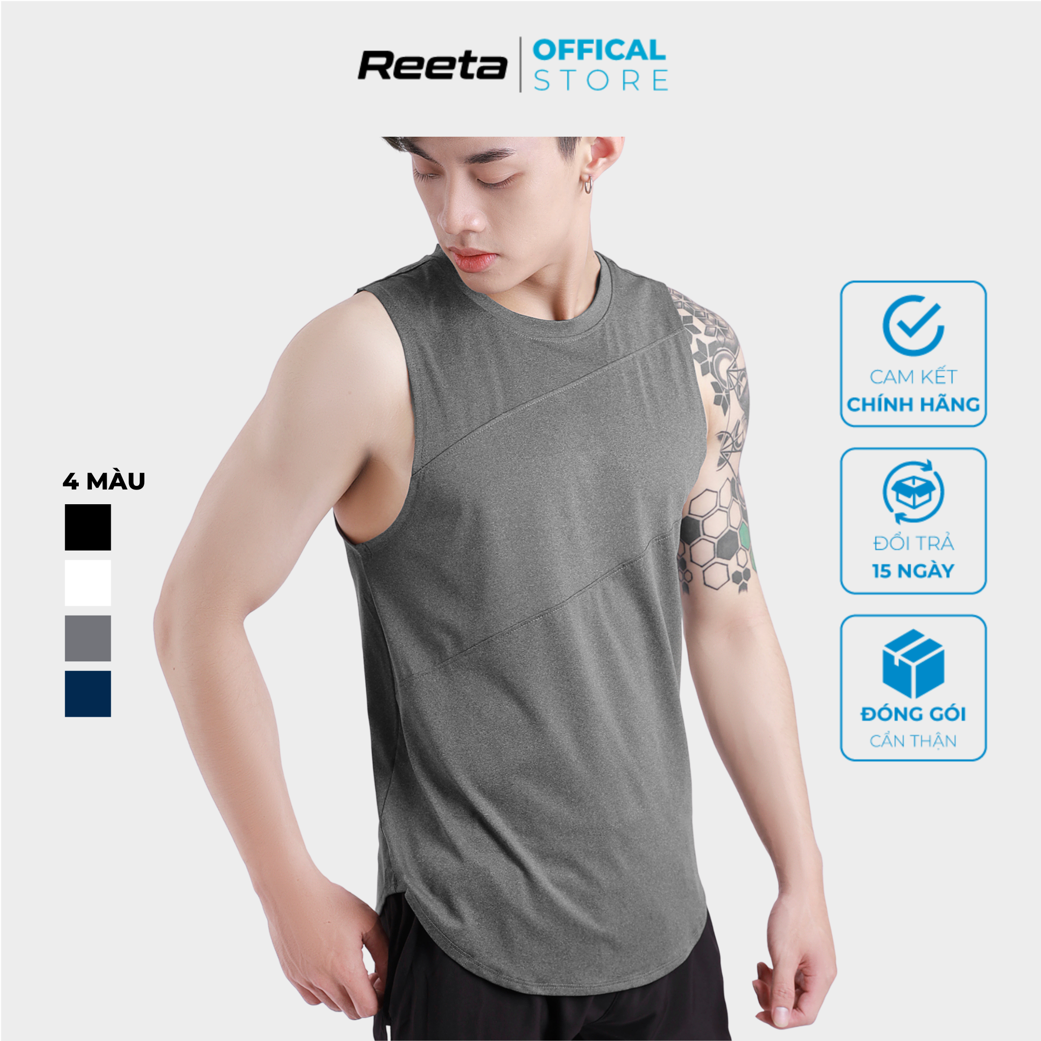 Áo ba lỗ, tanktop nam REETA chất thun cao cấp thể thao mát lạnh, thấm hút mồ hôi - A2009