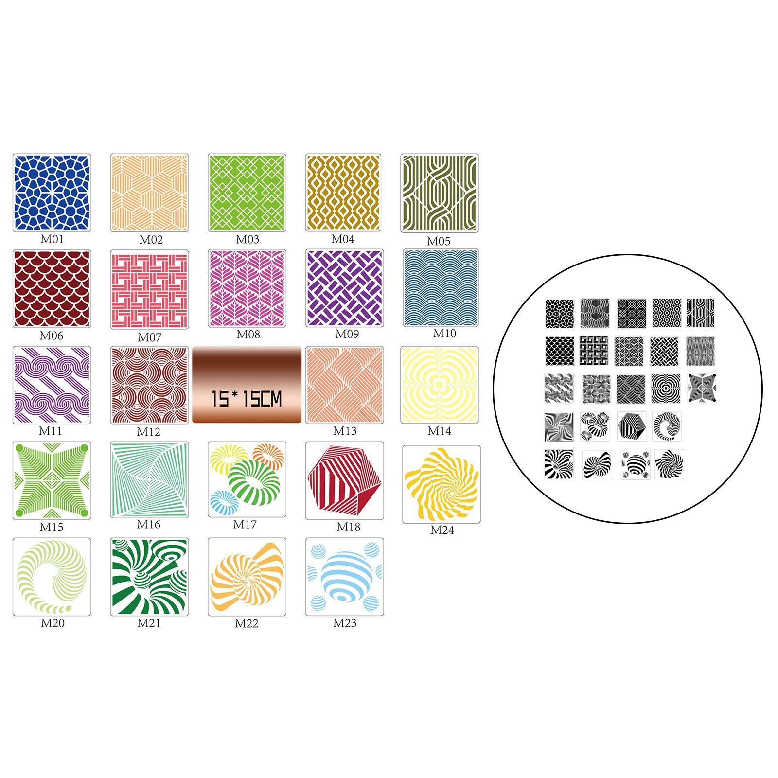 24x Geometric Stencils Painting Templates for Decoration Craft Drawing