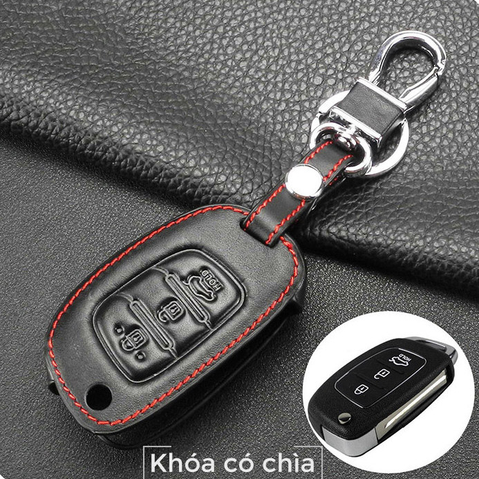 Bao da chìa khóa xe Hyundai I10 bản chìa gập - kèm móc khóa