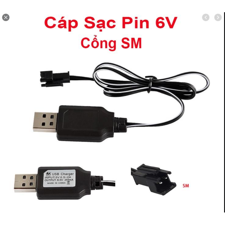 Dây sạc usb 6v 250ma xe điều khiển từ xa chấu SM sạc bằng điện thoại 5v 1a-2a