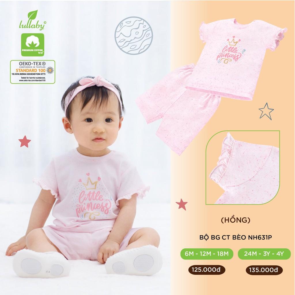 Bộ cộc tay cotton bé gái Lullaby NH631P, quần áo bé gái mùa hè cao cấp