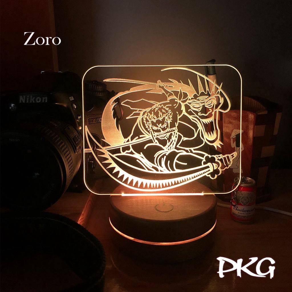 Đèn Ngủ Led 3D ZORO nhân vật Anime phát sáng 16 màu cảm ứng có điều khiển từ xa
