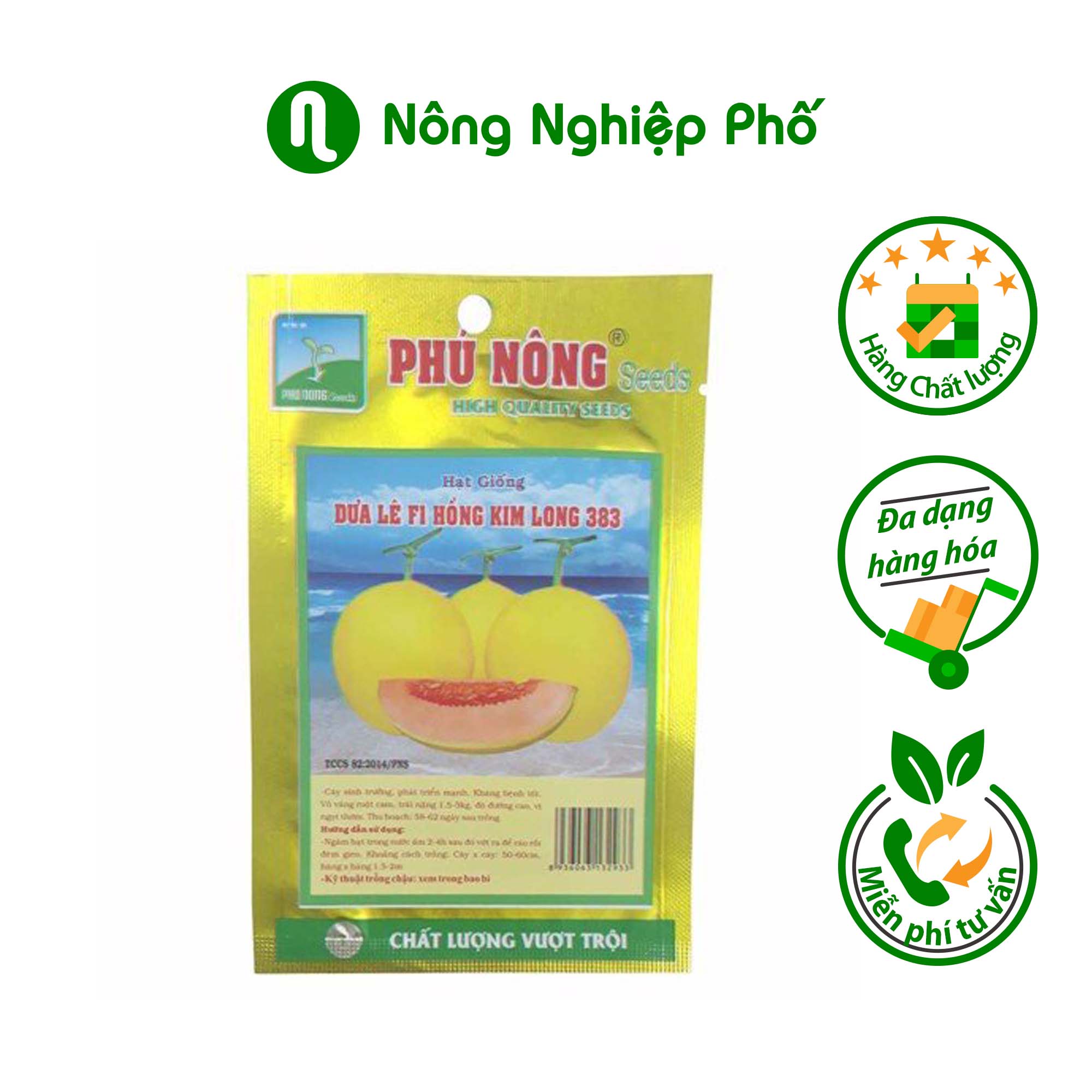 Hạt giống dưa lê F1 Hồng Kim Long 383 Phú Nông