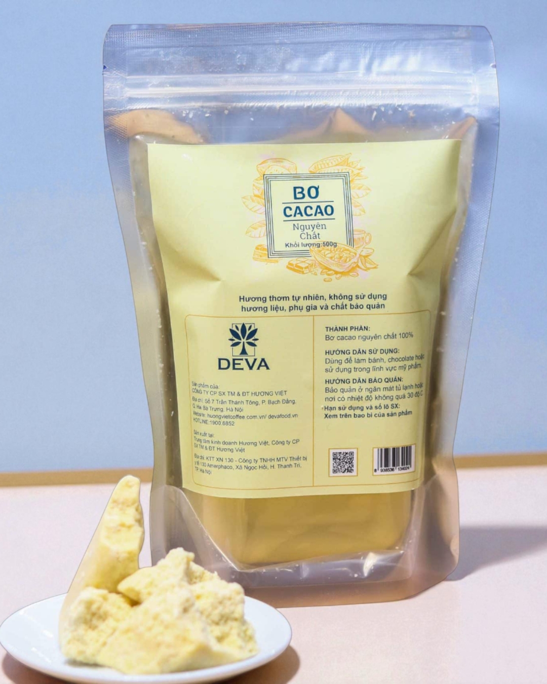 Bơ Cacao Nguyên Chất ( Cocoa Butter) 500GR - DEVA FOOD