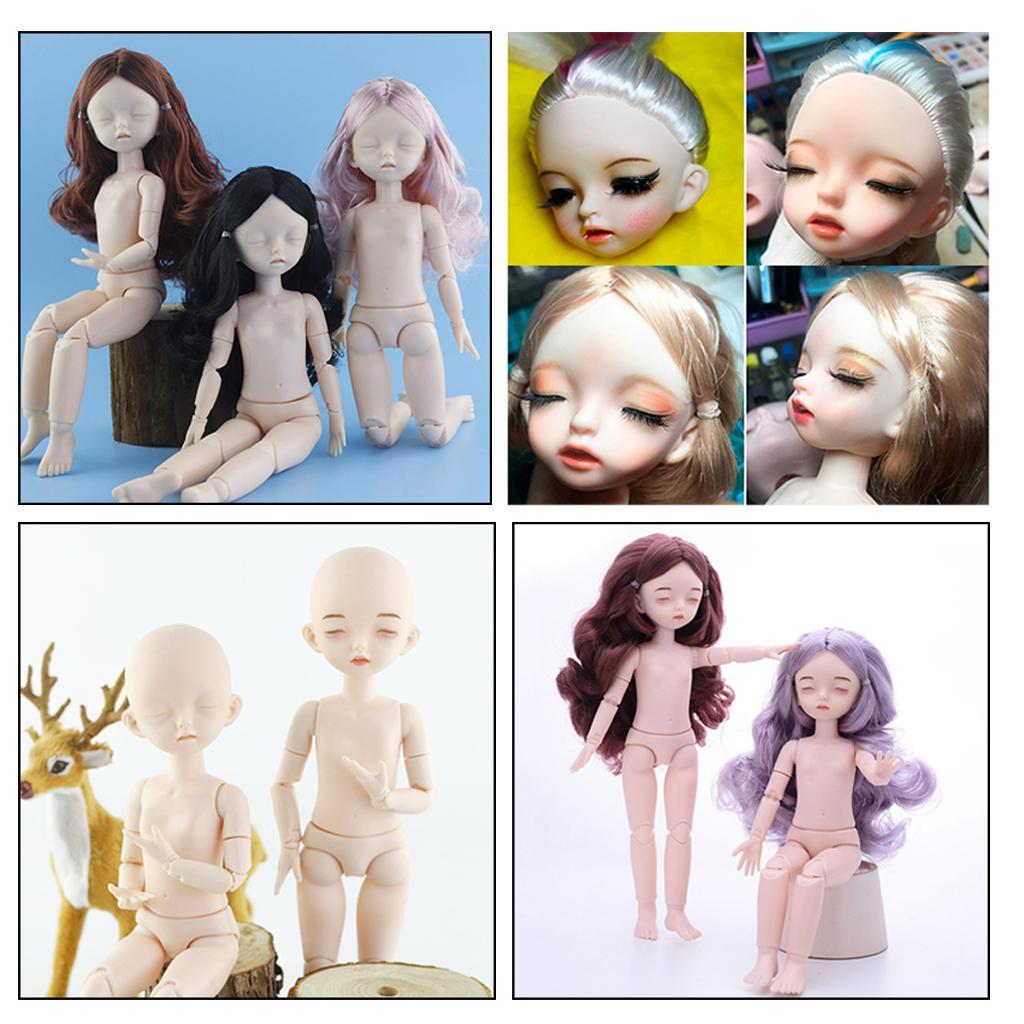 White Skin 1/6 Jointed Ball Dolls BJD Doll Body with Sleep Eyes with Head Part