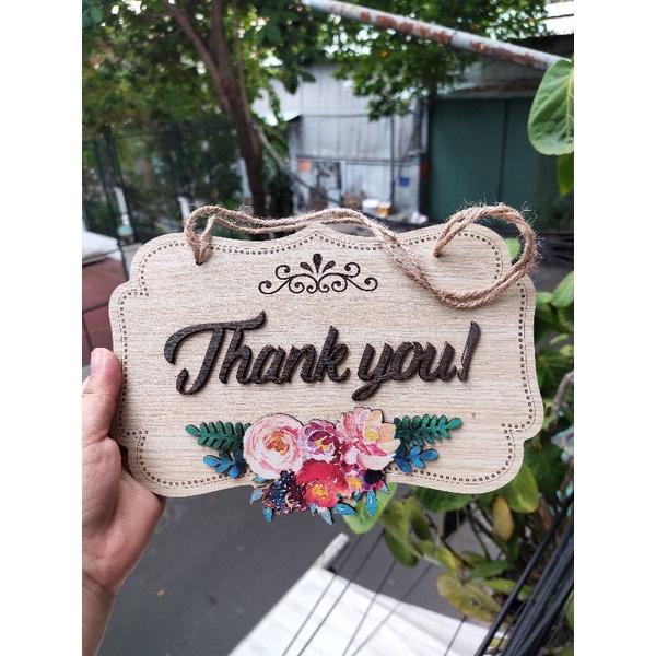 Bảng gỗ welcome 2 mặt treo cửa hàng trang trí shop