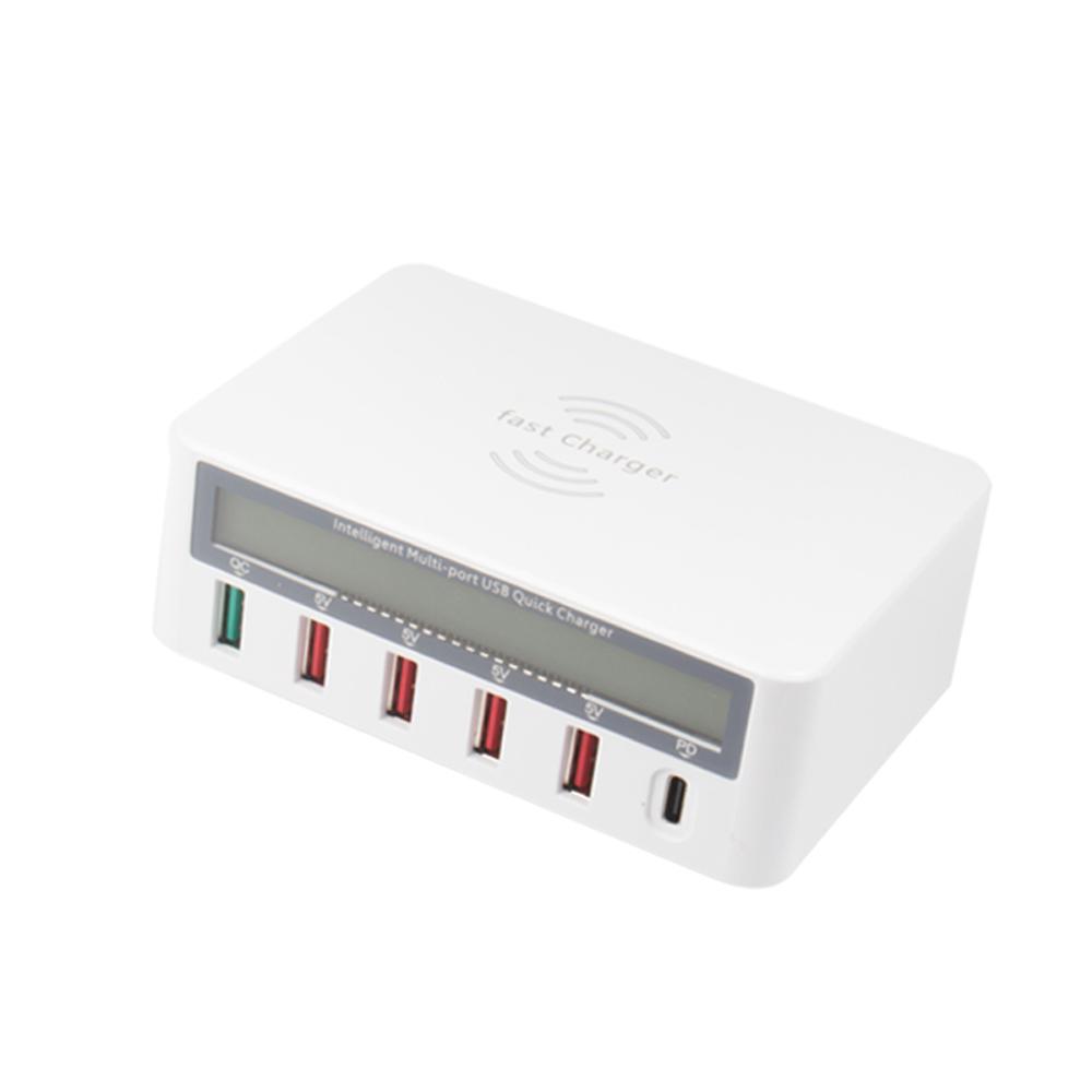 Thiết bị sạc không dây USB Qi đa chức năng Màn hình LCD 10W Sạc nhanh 3.0
