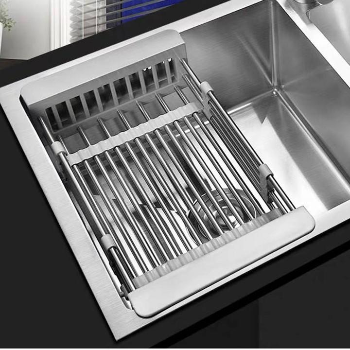 Rổ kéo rút gọn inox bồn rửa bát