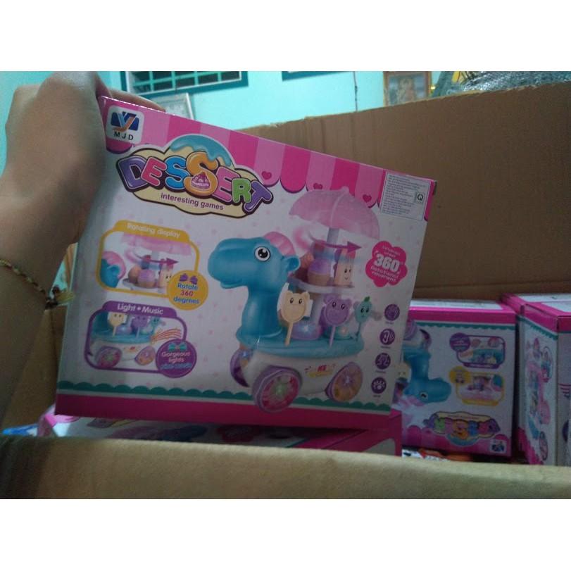 Đồ chơi xe bán kem hình con ngựa mini chạy pin siêu đẹp
