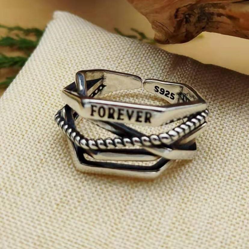 Nhẫn Unisex Chữ Forever Mạ Bạc Freesize Phong Cách Cá Tính