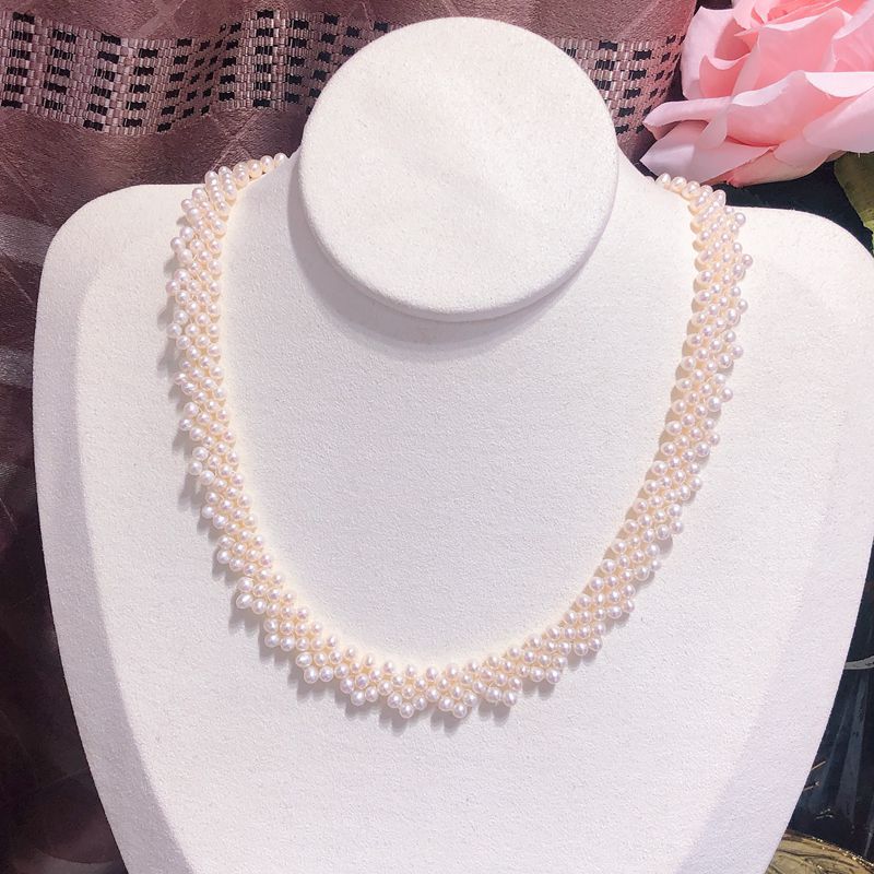 Chuỗi Vòng Cổ Ngọc Trai Tự Nhiên Cao Cấp - Chuỗi Đơn Kết Hàng Ren 45 - Trang Sức Cô Tấm - LACE PERL - COTAM1105 + Tặng kèm bông tai nụ KT2603