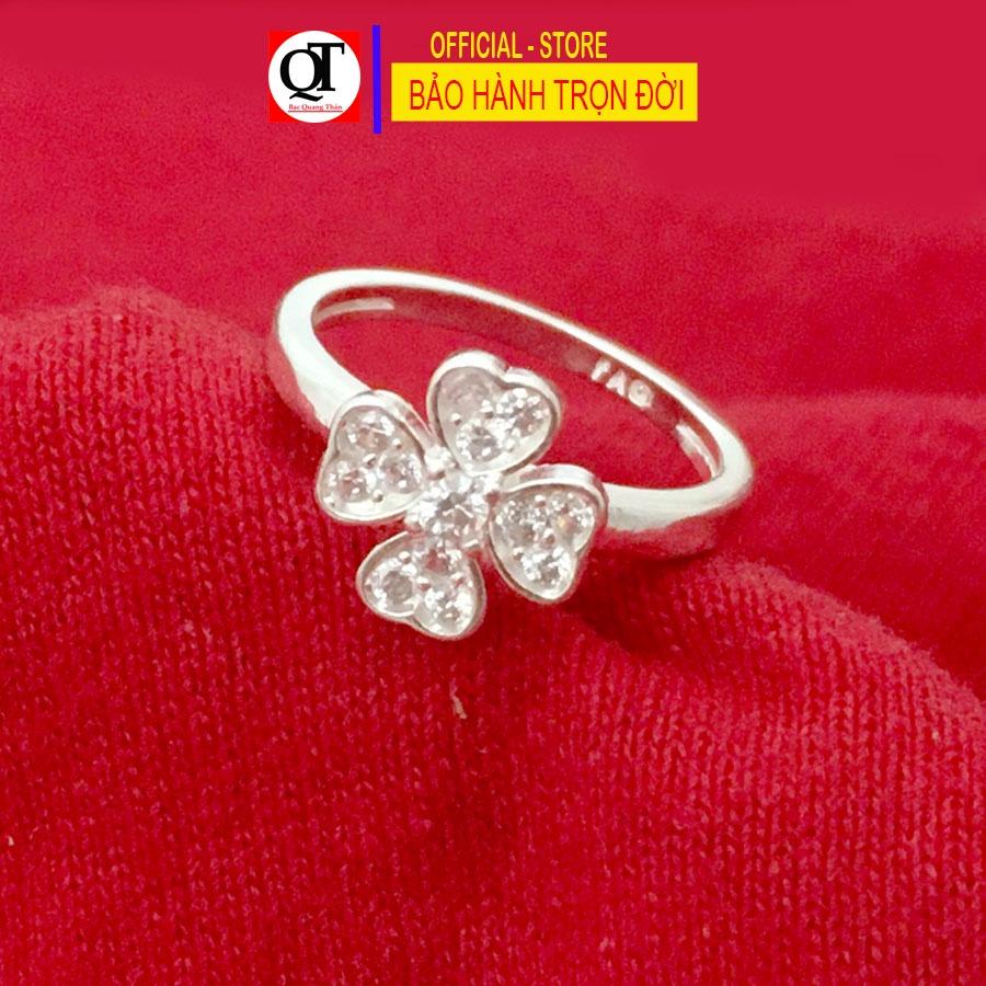 Nhẫn bạc cỏ bốn lá cho bé gái chất liệu bạc ta Bạc Quang Thản – QTTC6