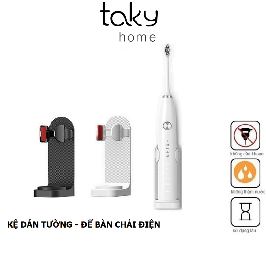 Giá - Kệ Dán Tường Để Bàn Chải Đánh Răng Điện Cao Cấp, Treo Bàn Chải Điện Khô Ráo, Sạch Sẽ, An Toàn, Dễ Dàng Sử Dụng. TakyHome 4015