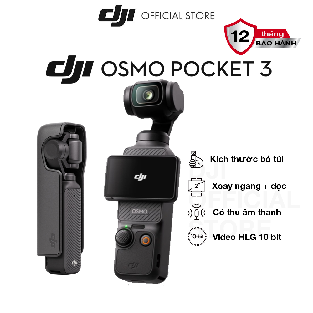 Camera gimbal DJI Pocket 3 bỏ túi nhỏ gọn, quay video vlog sắc nét 4K 120fps (DJI OP 3) kèm thẻ nhớ - Hàng chính hãng