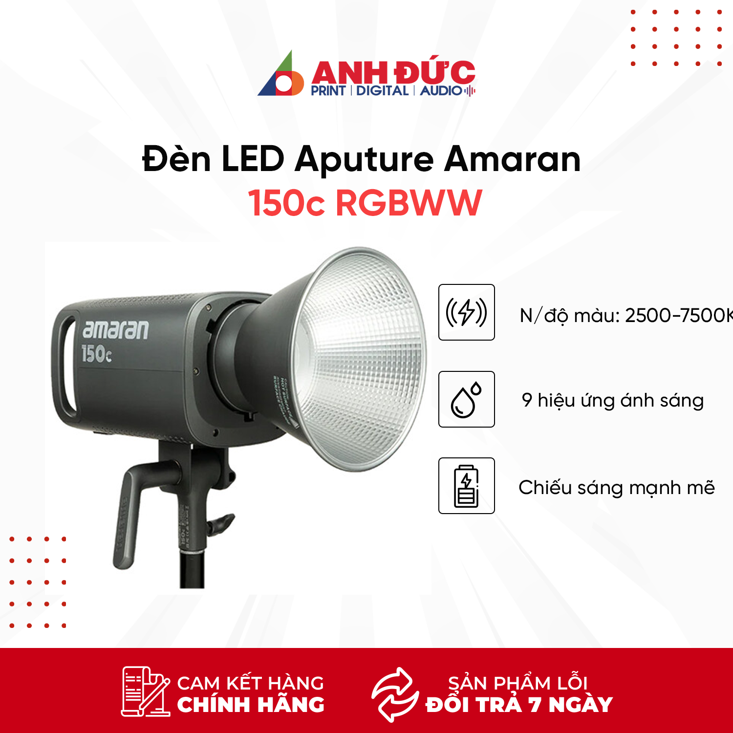 Đèn LED Aputure Amaran 150c RGBWW Full-Color - Hàng Chính hãng