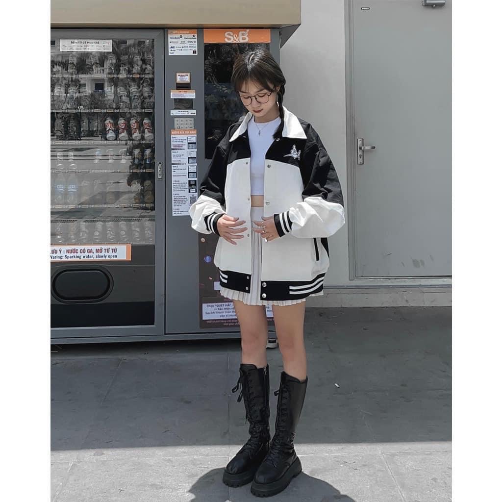 Áo Khoác Kaki Phối Chữ SWD Dáng Rộng Unisex