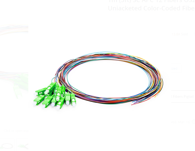 Dây nhảy quang SC APC 12 Fibers OS2 Single Mode Unjacketed Color sample - Xmethod Network - Hàng chính hãng