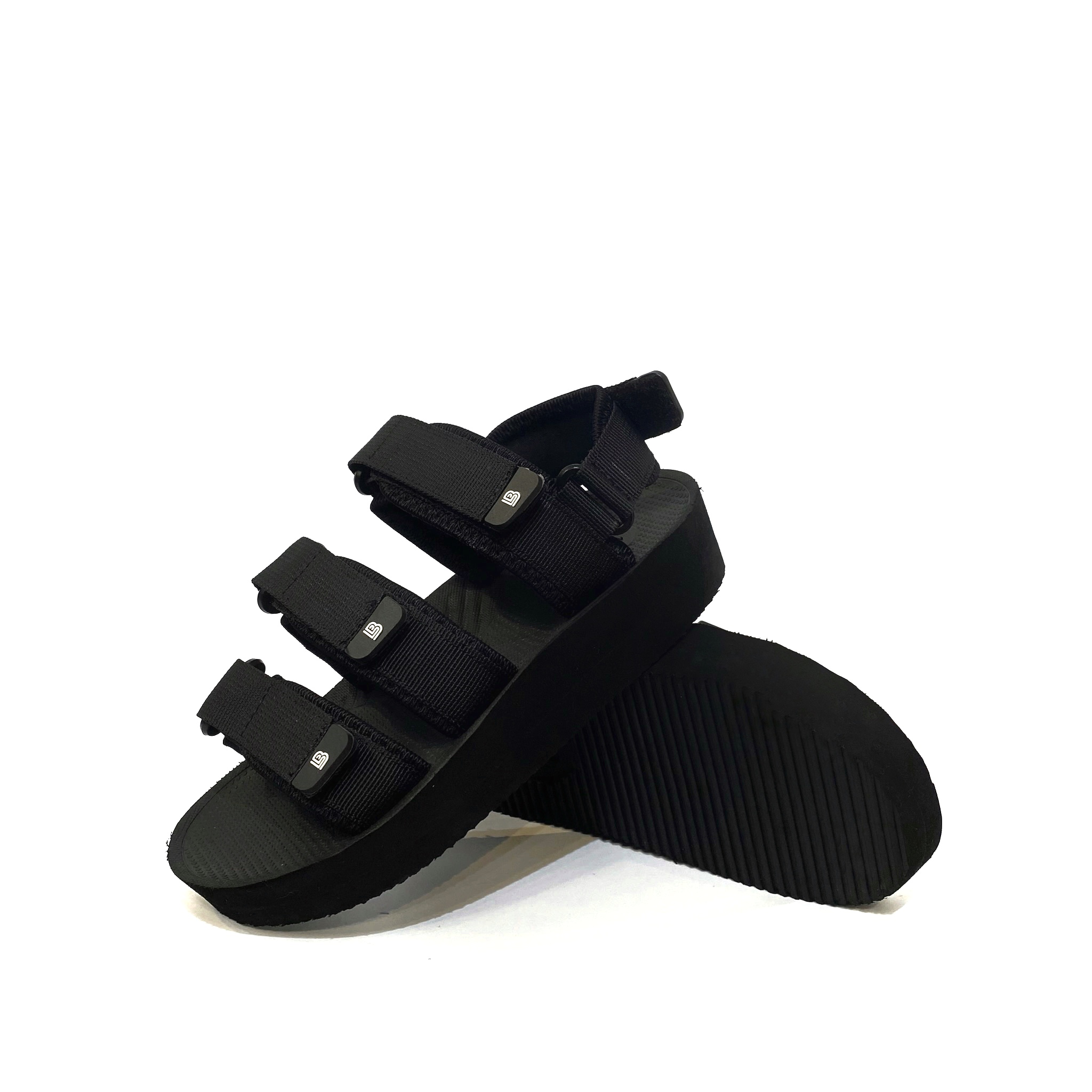 Giày Sandal Nữ The Bily 04W 3 Quai Ngang - Màu Đen BL04WD