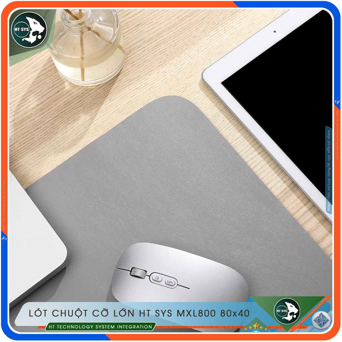 Lót Chuột Cỡ Lớn HT SYS 80x40 Và 90x45 - Miếng Lót Chuột Thiết Kế 2 Mặt, Chất Liệu PU Cao Cấp - Chống Trơn Trượt, Nước, Nhăn, Bám Bụi - Hàng Chính Hãng