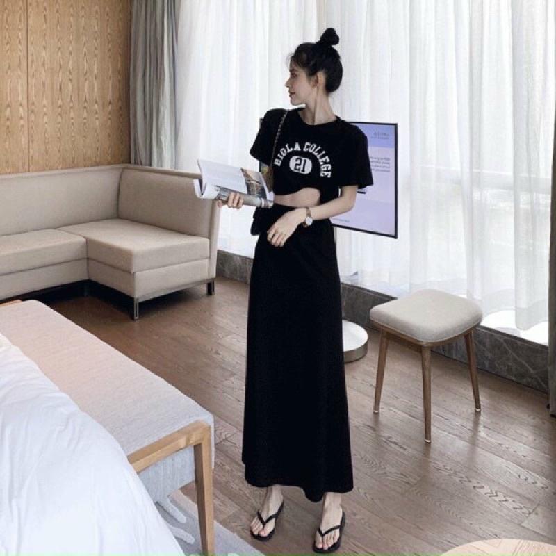 Sét áo croptop & chân váy body sẻ cực cá tính sang chảnh