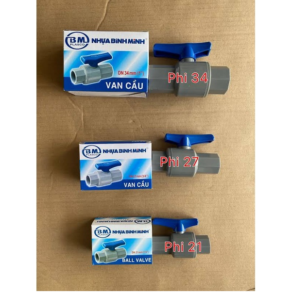 VAN KHÓA NƯỚC BÌNH MINH PVC : Phi 21mm, 27mm, 34mm, 42mm, 49mm - Van Khoá Nước