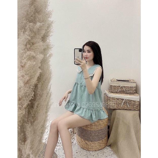 Sét đùi cổ xòe lai bèo cực nữ tính kèm hình thật