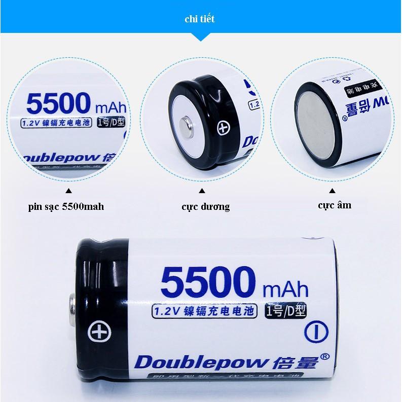 Sạc tự ngắt và 2 pin sạc cỡ Đại 5500mah Doublepow