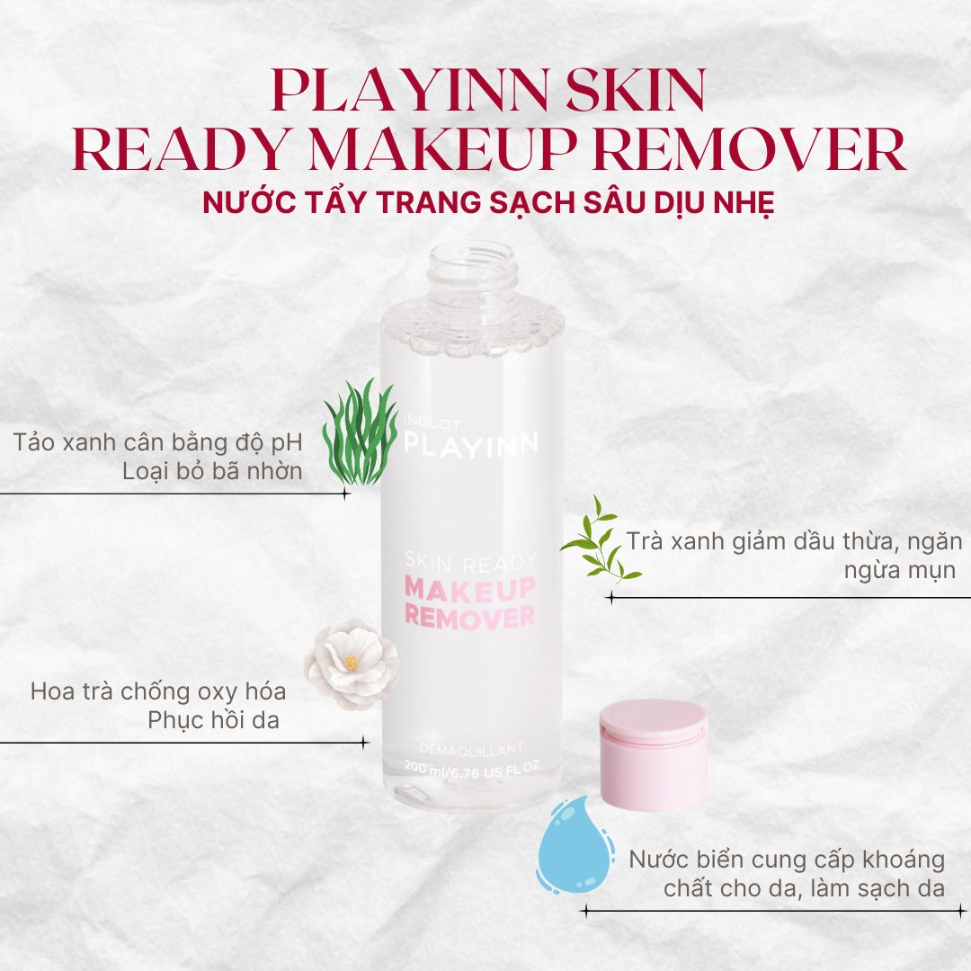Nước tẩy trang Skin Ready Makeup Remover Inglot PlayInn (200ml)