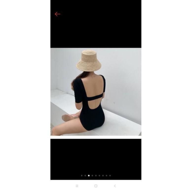 freeship Sét bikini liền thân tay ngắn khoét lưng DÂY NGANG VATIXA BKN22