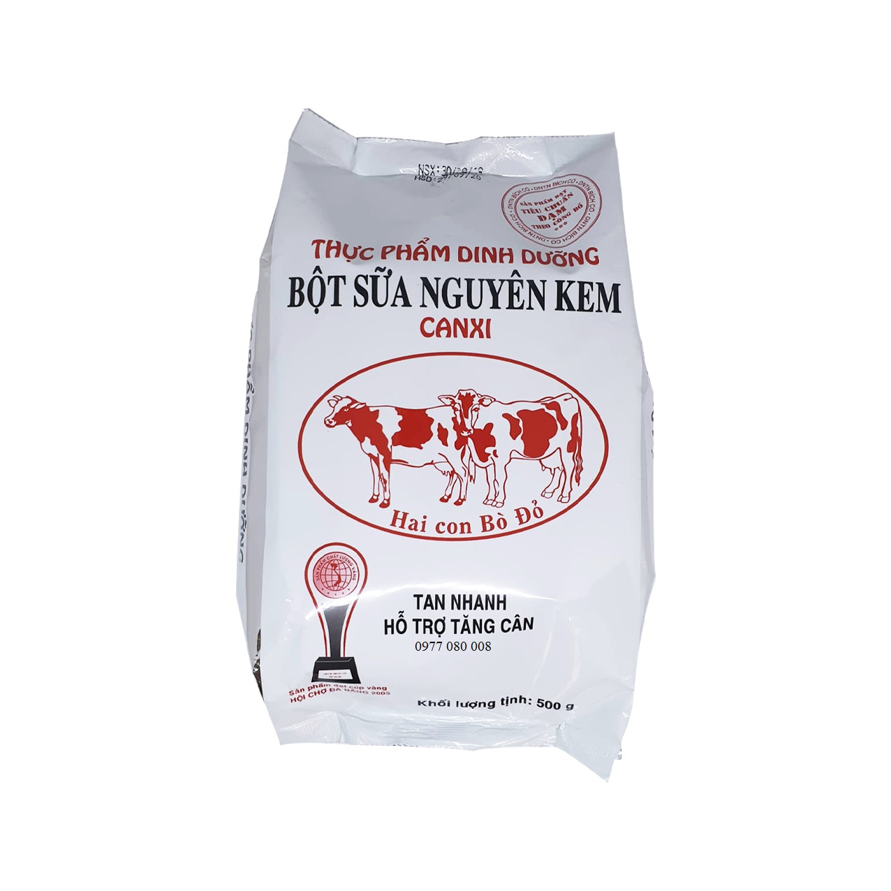 Combo 2 Túi Sữa Bột Nguyên Kem Hai Con Bò Đỏ (500g/túi)