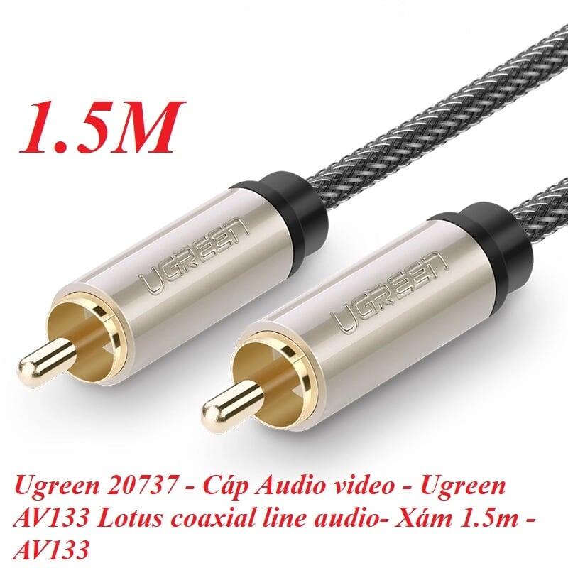 Ugreen UG20737AV133TK 1.5M màu Xám Cáp âm thanh bông sen Coaxial cao cấp - HÀNG CHÍNH HÃNG