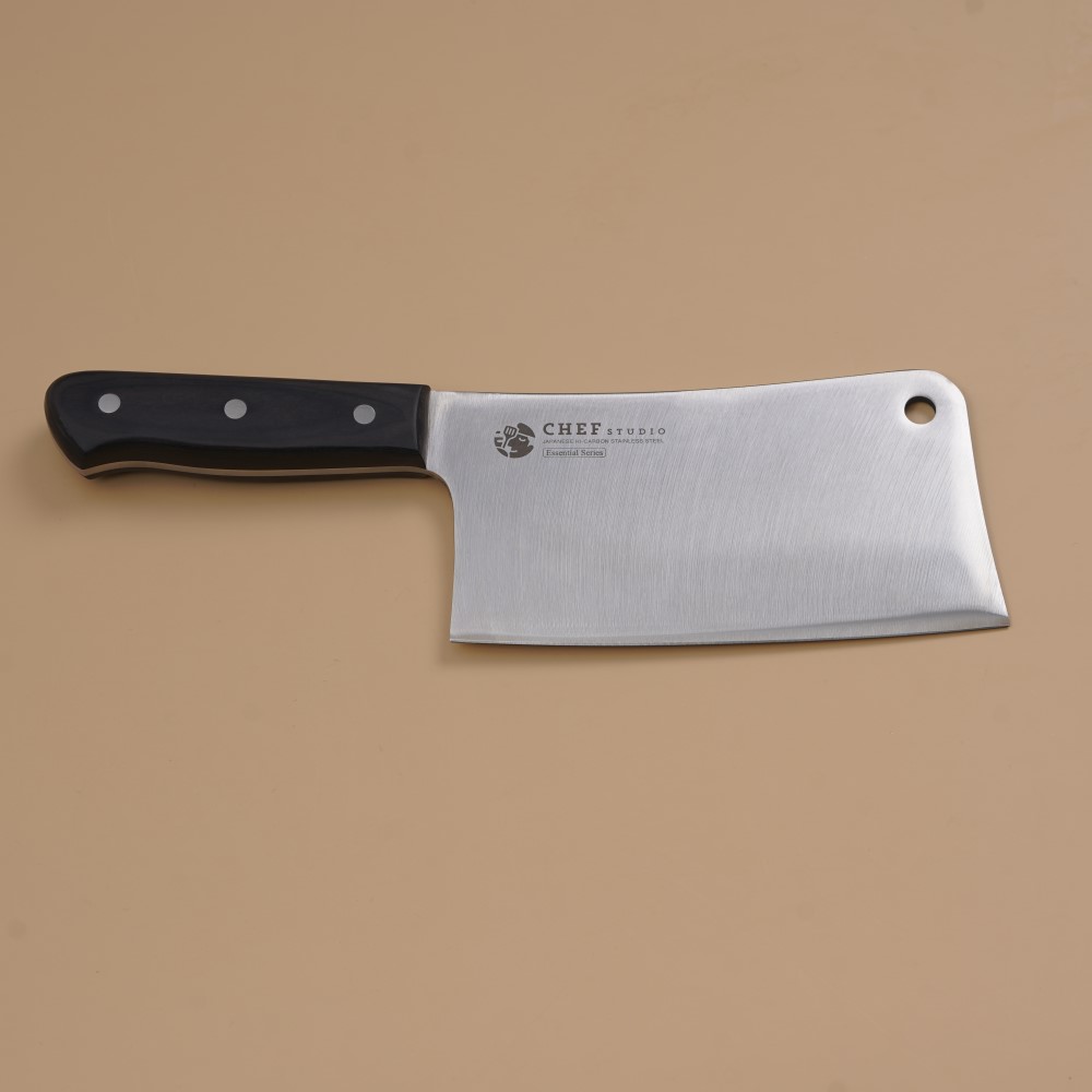 Dao chặt nhà bếp Chef Studio Essential Cleaver 175mm. Lưỡi thép SUS420-HC, độ cứng 57HRC, Cán gỗ pakka full-tang chắc chắn, đầm tay, nắp chặn bằng thép không gỉ - CHS 205