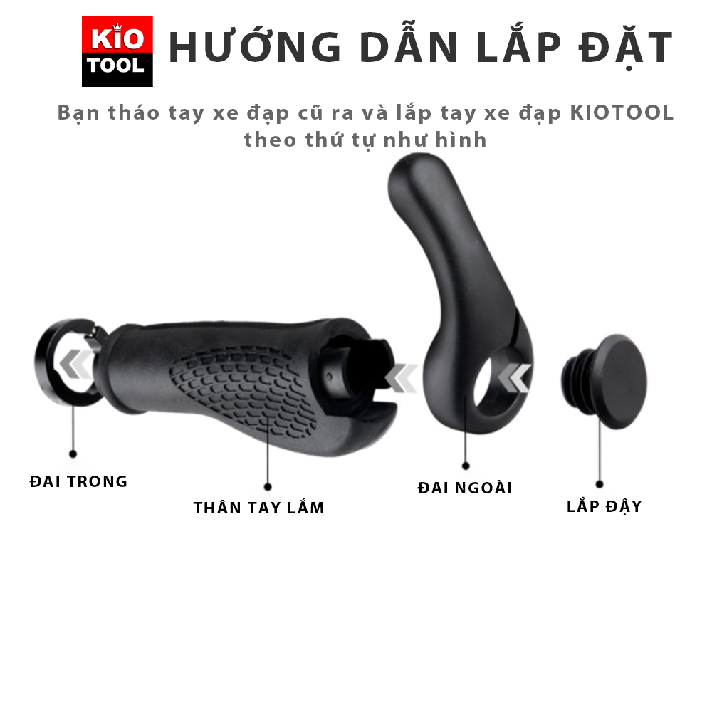 Tay nắm xe đạp thể thao Kiotool có sừng chống mỏi , trơn tay